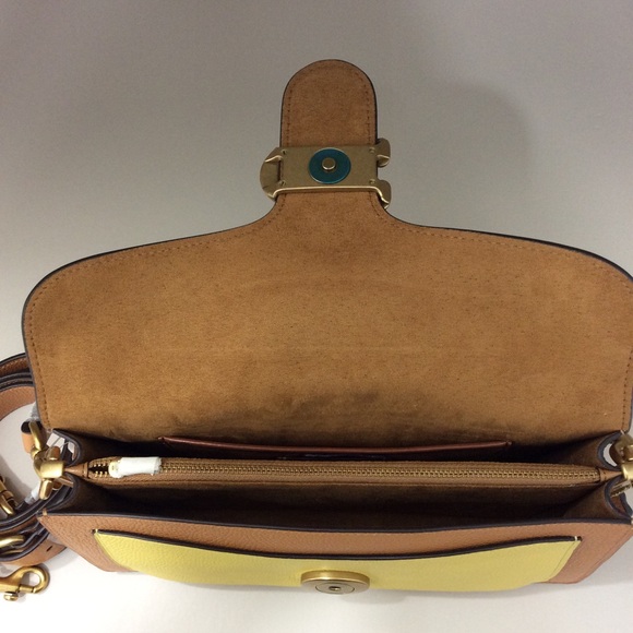 Authentic NWT Coach Tabby 26 Shoulder Bag Crossbody Colorblock Natural Yellow - Picture 13 of 17